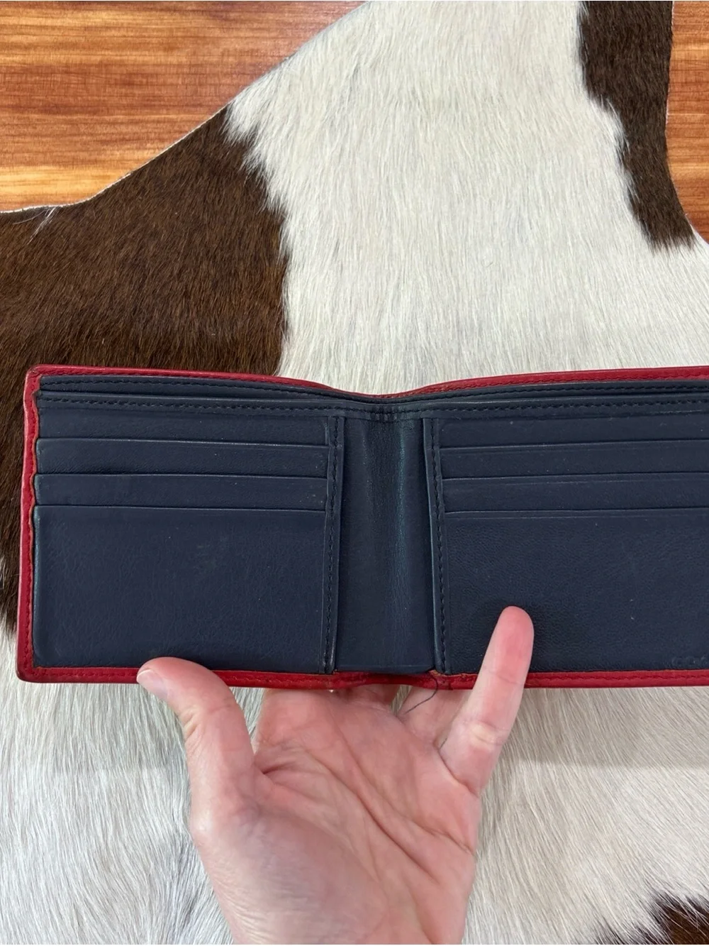 Coach Heritage Web Leather Compact ID Wallet Men’s Red
